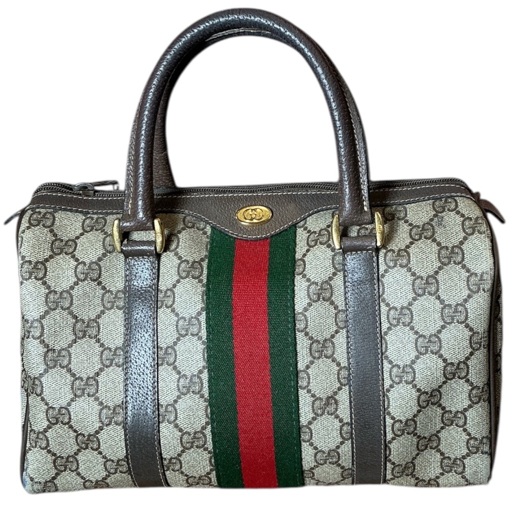 Vintage 1970's Gucci Monogram Sherry Bowler Speedy Mini Duffle Crossbody Strap